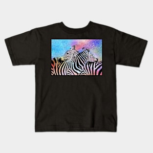 Zebra Hug Colorful Pop Art Kids T-Shirt